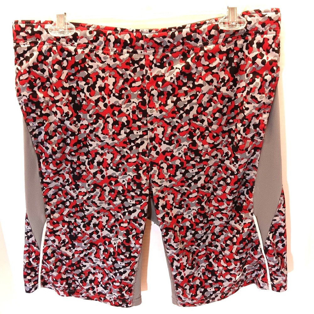 Nike Shorts Boy's L Red Black Gray Printed Dri Fit Athletic Stretch Youth